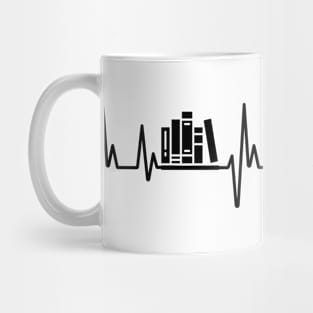 minimalist I love books and libraries heartbeat Mug